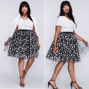 Lane Bryant Tulle Black and White Polka Dot Skirt